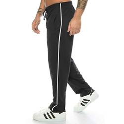 Herren Männer Jogginghose Baumwolle Freizeithose trainingshose sporthose men Gym Jogging Hose Jogger lang sport kurzgröße Training ohne bündchen baumwollhose Innen-fleece Herrenhose Schwarz M von Kendindza Collection