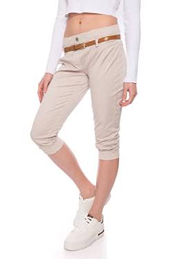 Kendindza 3/4 Hose Chino Shorts Damen Sommer Caprihose Damen Sommer Stretch Damen Caprihose 3/4 Beige XXL von Kendindza Collection