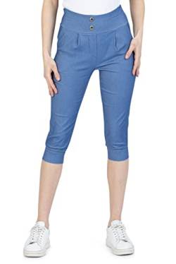 Kendindza 3/4 Hose Chino Shorts Damen Sommer Caprihose Damen Sommer Stretch Damen Caprihose 3/4 Schlupfhose Damen Blau L von Kendindza Collection