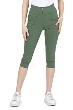 Kendindza 3/4 Hose Chino Shorts Damen Sommer Caprihose Damen Sommer Stretch Damen Caprihose 3/4 Schlupfhose Damen Khaki L von Kendindza Collection