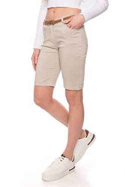 Kendindza Chino Shorts Damen Kurze Bermuda Shorts Damen Knielang Kurze Hose Damen Sommer Shorts Damen Sommer elegant (L, Beige) von Kendindza Collection