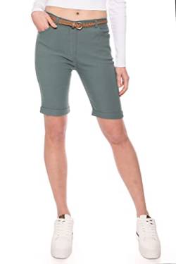 Kendindza Chino Shorts Damen Kurze Bermuda Shorts Damen Knielang Kurze Hose Damen Sommer Shorts Damen Sommer elegant (L, Khaki) von Kendindza Collection