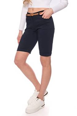 Kendindza Chino Shorts Damen Kurze Bermuda Shorts Damen Knielang Kurze Hose Damen Sommer Shorts Damen Sommer elegant (S, Blau) von Kendindza Collection