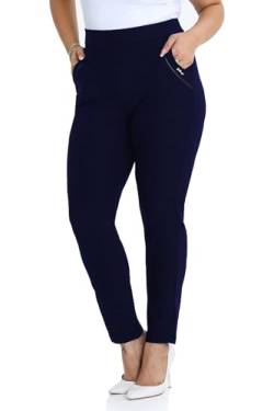 Kendindza Collection Damen Hosen elegant Stoffhose Damen elegant Hose Damen elegant Anzughose Damen Damenhose mit Gummizug Stretch Hose Damen Blaue Hose Damen elegant Schlupfhose Damen Blau Blau 3XL von Kendindza Collection