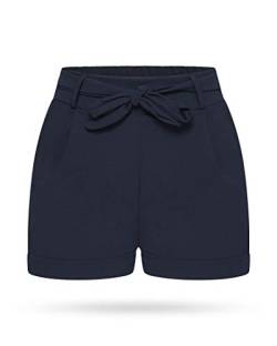 Kendindza Damen Sommer Shorts | Kurze Hose Damen mit Schleife zum binden | Bermuda | Uni-Farben (L/XL, Blau) von Kendindza Collection