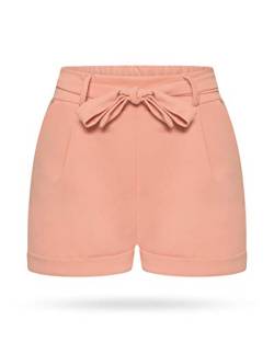 Kendindza Damen Sommer Shorts | Kurze Hose Damen mit Schleife zum binden | Bermuda | Uni-Farben (S/M, Rosa) von Kendindza Collection