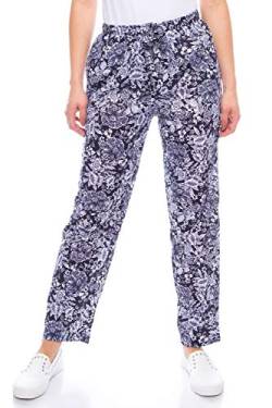 Kendindza Damen Sommerhose Sommer Hose Lang Leicht Freizeithose Blumen aus Baumwolle (Blau | Muster: Blumen, M) von Kendindza Collection