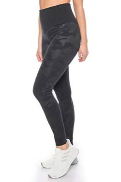 Kendindza Damen Sport Leggings Hoher Bund High Waist Bauch Weg (Schwarz | Camouflage, S/M) von Kendindza Collection