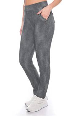 Kendindza Damen Thermo-Leggings Jeans-Look gefüttert mit Innen-Fleece Basic Blickdicht (Grau | Muster 1, L) von Kendindza Collection