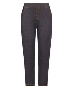 Kendindza Damen Thermo-Leggings Jeans-Look gefüttert mit Innen-Fleece Basic Blickdicht (Schwarz, XL) von Kendindza Collection