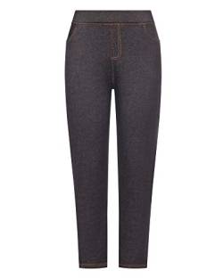 Kendindza Damen Thermo-Leggings Jeans-Look gefüttert mit Innen-Fleece Basic Winter Blickdicht (Schwarz, XXXL) von Kendindza Collection