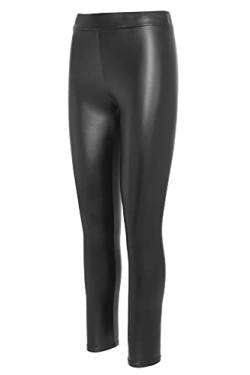 Kendindza Damen Winter Thermo-Leggings gefüttert mit Innen-Fleece Basic Kunstleder High Waist (Schwarz, EU Größe: M | Herstellgröße: L) von Kendindza Collection