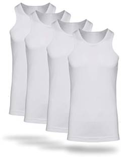 Kendindza Herren 4er Pack Basic Feinripp Unterhemd Achselshirt Classic White D6 von Kendindza Collection