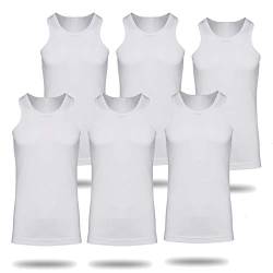 Kendindza Herren 6er Pack Basic Feinripp Unterhemd Achselshirt Classic White D10 von Kendindza Collection