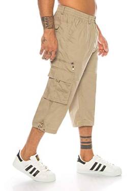 Kendindza Herren Bermuda | 3/4 Kurze Hose | Gummibund und Cargotaschen (Beige, M) von Kendindza Collection