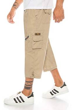 Kendindza Herren Bermuda | 3/4 Kurze Hose | Gummibund und Cargotaschen (Beige, M) von Kendindza Collection