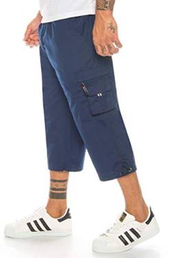 Kendindza Herren Bermuda | 3/4 Kurze Hose | Gummibund und Cargotaschen (Blau, M) von Kendindza Collection