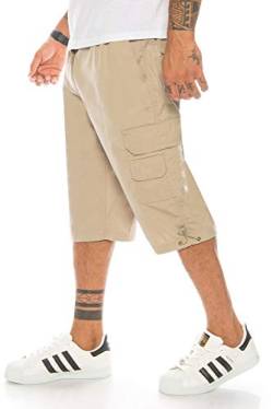 Kendindza Herren Bermuda | 3/4 in Kurze Hose | Gummibund | (Beige, L) von Kendindza Collection