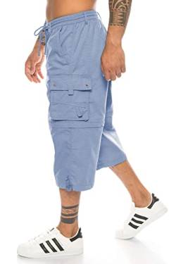 Kendindza Herren Bermuda abnehmbare Beine Zipp-Off von Caprihose 3/4 Knielang in Kurze Sommerhose leicht & Dünn (Hellblau | Muster 1, XXL) von Kendindza Collection