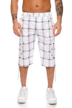 Kendindza Herren Shorts Hose Bermuda Cargo-Shorts 3/4 Sommerhose Capri-Hose Dreiviertel Männer Sommer Herrenshorts kurz Knielang Cargohose Herrenhose Bermudashorts (Weiß | 665, XXXXXL, 5X_l) von Kendindza Collection