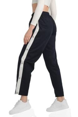 Kendindza Knopfhose Reha Hose Damen seitlich zu öffnen Jogginghose mit Druckknöpfen Relaxhose Damen Sporthose Damen Lang Trainingshose Damen Lang Freizeithose Damen Blau - 3XL von Kendindza Collection