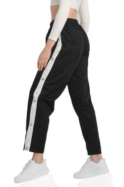 Kendindza Knopfhose Reha Hose Damen seitlich zu öffnen Jogginghose mit Druckknöpfen Relaxhose Damen Sporthose Damen Lang Trainingshose Damen Lang Freizeithose Damen Schwarz - 3XL von Kendindza Collection