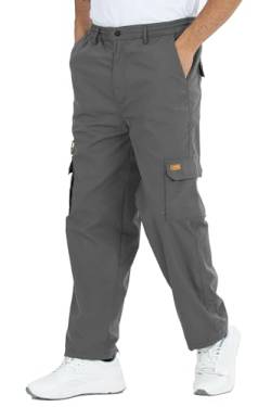 Kendindza Thermo Cargohose Herren Winter Arbeitshose Herren Cargo Hosen Herren gefüttert Wanderhose Herren Cargo Hose Arbeitshosen männer Thermohose Grau XL von Kendindza Collection