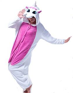 Kenmont Kostüm Einhorn Pyjama Tier Schlafanzug Overall Einteiler Jumpsuit Sleepsuit Cosplay Karneval Halloween (M, Rose-Wing) von Kenmont