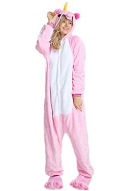 Kenmont Kostüm Einhorn Pyjama Tier Schlafanzug Overall Einteiler Jumpsuit Sleepsuit Cosplay Karneval Halloween (XL, Pink) von Kenmont