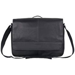 Kenneth Cole REACTION Risky Business Messenger Full-Grain Colombian Leather Crossbody Laptop Case & Tablet Day Bag, Black, One Size von Kenneth Cole REACTION