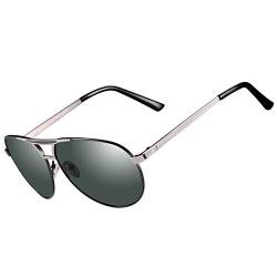 Kennifer Herren Klassik Polarisierte Fahren Pilot Sonnenbrille Metallrahmen Ultra leicht Premium Voll Verspiegelte Polarisierte Pilotenbrille Sonnenbrille von Kennifer