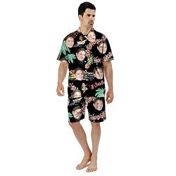 Benutzerdefinierte Gesicht Sommer Hawaii-Hemd | Personalisierte Foto Flower Print T-Shirts | Herrenhemd für Strand Party für Papa Ehemann (Stil 1) von Kenon