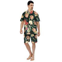 Benutzerdefinierte Gesicht Sommer Hawaii-Hemd | Personalisierte Foto Flower Print T-Shirts | Herrenhemd für Strand Party für Papa Ehemann (Stil 1) von Kenon