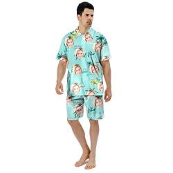 Benutzerdefinierte Gesicht Sommer Hawaii-Hemd | Personalisierte Foto Flower Print T-Shirts | Herrenhemd für Strand Party für Papa Ehemann (Stil 4) von Kenon