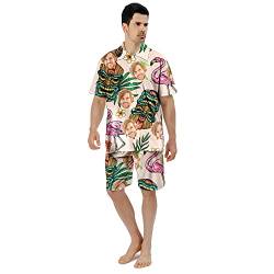 Benutzerdefinierte Gesicht Sommer Hawaii-Hemd | Personalisierte Foto Flower Print T-Shirts | Herrenhemd für Strand Party für Papa Ehemann (Stil 5) von Kenon