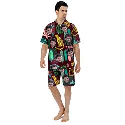 Benutzerdefinierte Gesicht Sommer Hawaii-Hemd | Personalisierte Foto Flower Print T-Shirts | Herrenhemd für Strand Party für Papa Ehemann (Stil 9) von Kenon