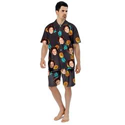 Benutzerdefinierte Gesicht Sommer Hawaii-Hemd | Personalisierte Foto Flower Print T-Shirts | Herrenhemd für Strand Party für Papa Ehemann (Style 7) von Kenon