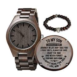 Gravierte hölzerne Uhr für Sohn und Freund, personalisierte hölzerne Uhr Geschenk für Freund, Abitur Geschenk von Mama, von Papa (for Son from Mom) von Kenon