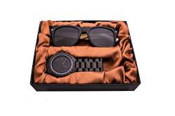 Kenon Herren Holz Uhren Analoges mit Sonnenbrille Sets,Outdoor Wasserdicht Sport Digital Holz Uhr Quarz Big Watch mit Sonnenbrille Box von Kenon