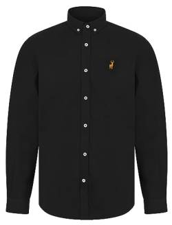 Kensington Eastside Leyburn Herren Hemd aus Baumwoll-Twill, langärmelig, lässig, Button-Down-Kragen, jet black, M von Kensington Eastside