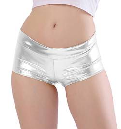 Kepblom Damen Hot Pants Tanzhose Metallic Rave Booty Shorts - Silber - Groß von Kepblom