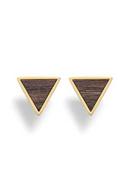 KERBHOLZ Holzschmuck – Geometrics Collection Triangle Earring, Damen Ohrring geometrisch, kleine Ohrstecker mit Dreieck aus Naturholz, gold (8,5mm x 7,5mm) von Kerbholz
