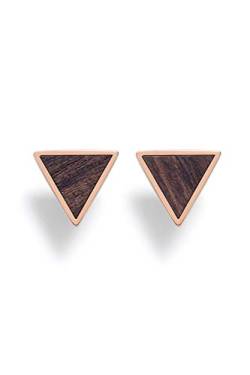 KERBHOLZ Holzschmuck – Geometrics Collection Triangle Earring, Damen Ohrring geometrisch, kleine Ohrstecker mit Dreieck aus Naturholz, roségold (8,5mm x 7,5mm) von Kerbholz