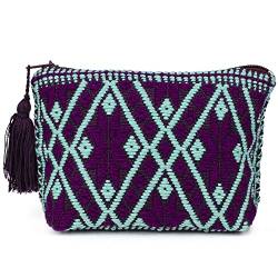 Ketzaly Münztasche: 100 % Baumwolle Münzbörse für Frauen,niedliche Geldbörse mit lebendigen Farben, Violett und Aqua, Handgefertigt von Ketzaly