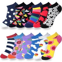 Kevaler 12 Paar Damen Lustige Socken Herren Baumwolle Socken Sneakers Socken Kurzsocken mit Tier Obst Essen Meisterwerk Motiv Sportsocken Größe: 35-42 von Kevaler