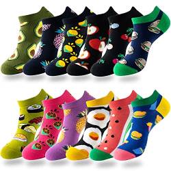 Kevaler 12 Paar Damen Lustige Socken Herren Baumwolle Socken Sneakers Socken Kurzsocken mit Tier Obst Essen Meisterwerk Motiv Sportsocken Größe: 35-42 von Kevaler