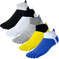 Kevaler Herren Zehensocken Baumwolle Fünf Finger Socken Sneakersocken Socken mit Zehen Einzeln Schweißableitend Schnell Trocken Atmungsaktive Weich,EU 40-45/UK 7-10 (5 Paare) von Kevaler