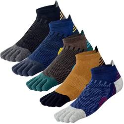 Kevaler Herren Zehensocken Baumwolle Fünf Finger Socken Sneakersocken Socken mit Zehen Einzeln Schweißableitend Schnell Trocken Atmungsaktive Weich,EU 40-45/UK 7-10 (5 Paare) von Kevaler