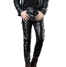 Herren Rock Steam Punk Slim Fit Kunstlederhose von Kewing