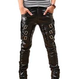 Herren Rock Steam Punk Slim Fit Kunstlederhose von Kewing